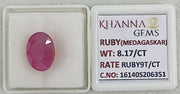8.17/CT Natural Ruby Stone with Govt. Lab Certificate-16140S206351